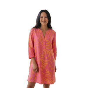 Vintage Marimekko Mika Piirainen Tunic Dress Pink Orange Swirl Print 36 US 6